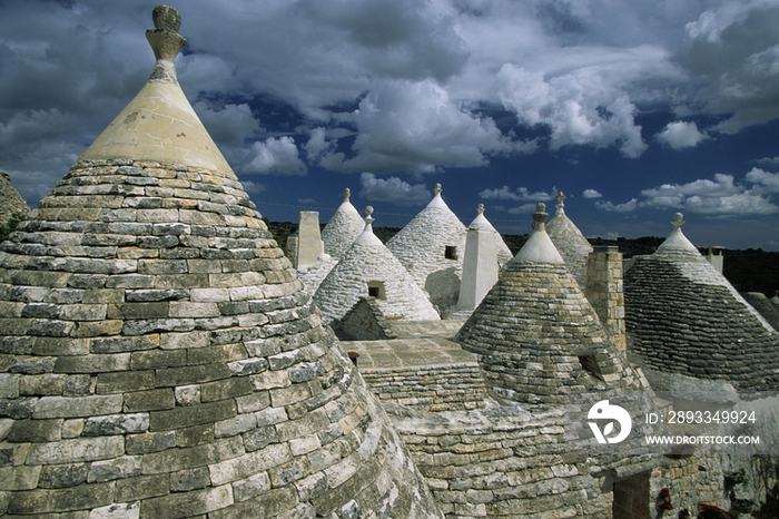 Italy, Apulia, Alberobello, Trulli - typical old houses