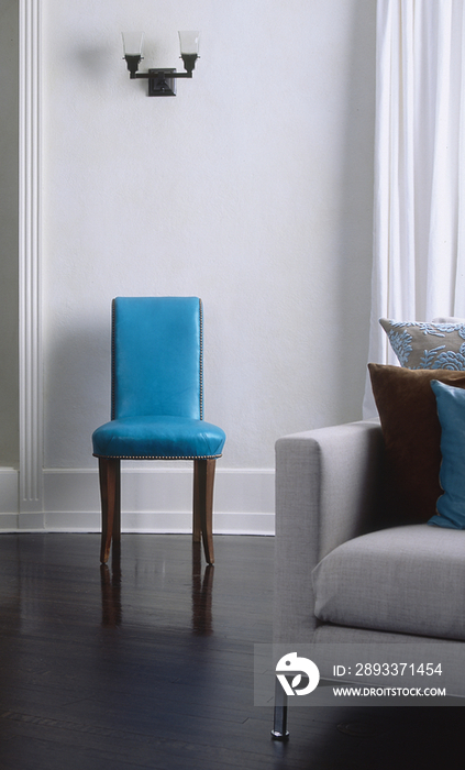 Blue chair in living room