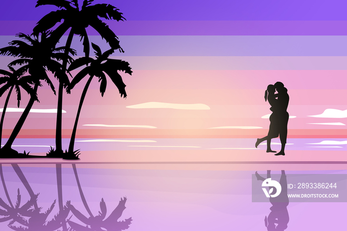 海滩浪漫情侣