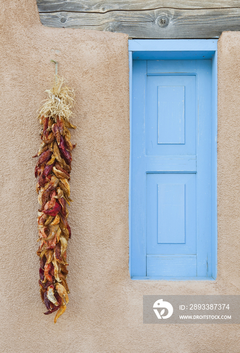 Blue Window with Chili Peppers