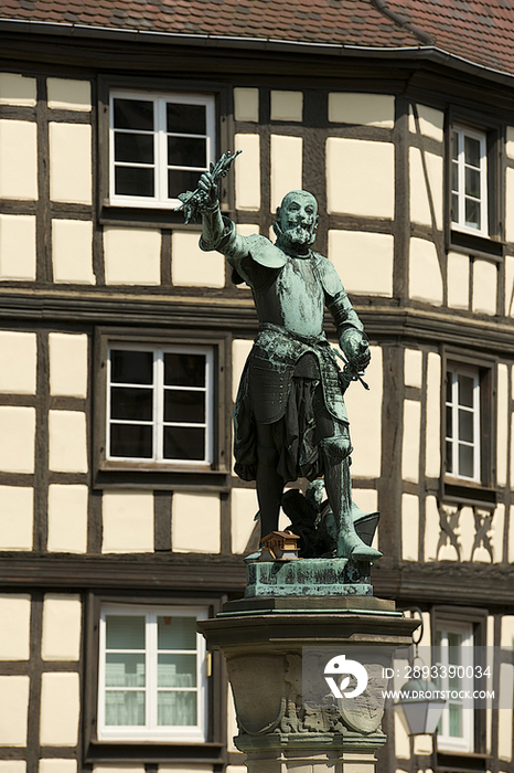 Statue in front of old Custom House,Colmar,France