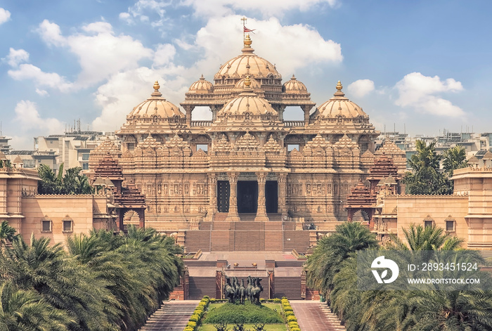 Swaminarayan Akshardham建筑群。印度新德里的印度教寺庙