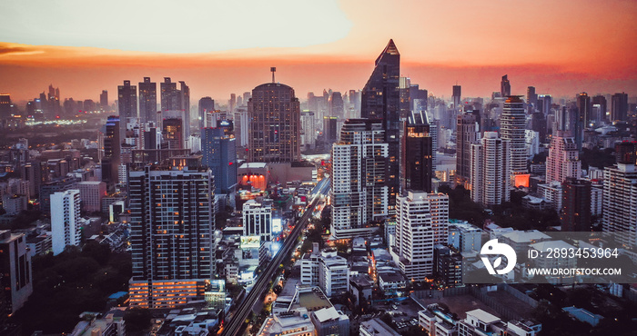 Bangkok Aerial view, above Sukhumvit and Thonglor district in Thailand