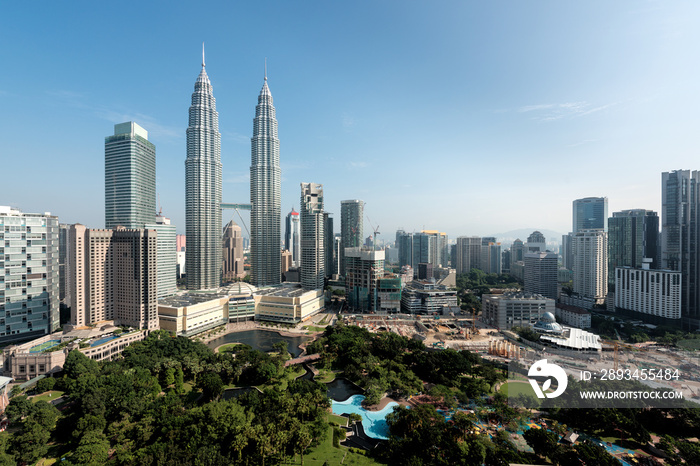 Kuala Lumpur skyline and skyscraper in Malaysia. Downtown business district center of Kuala lumpur s