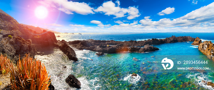 特内里费岛风景。加那利岛的自然风景海景。旅行冒险风景