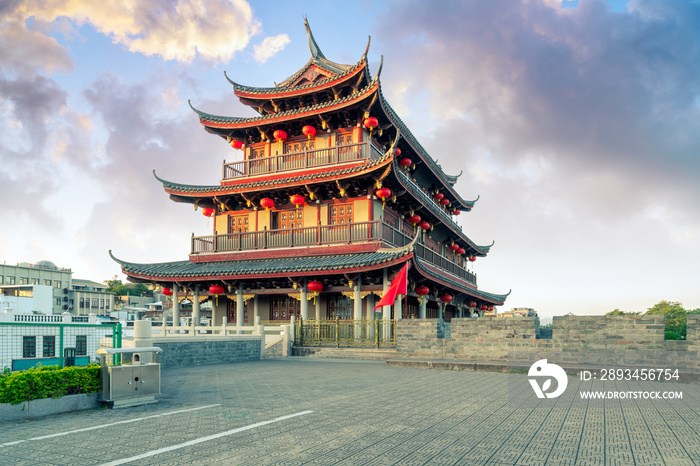中国广东省潮州市古城和城墙遗址。