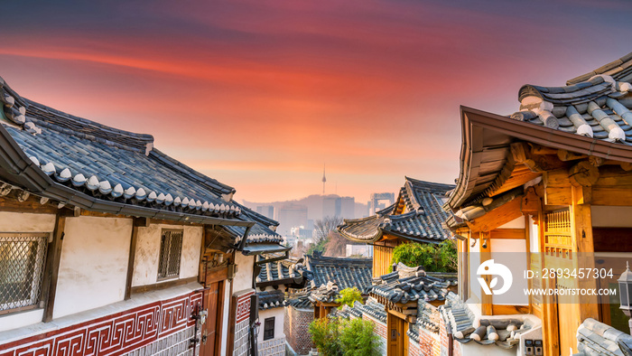 首尔市武川韩屋村，传统韩国风格的古建筑，首尔，