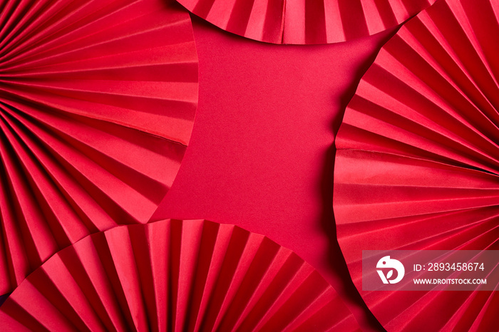 Red circle  paper fans, chinese background