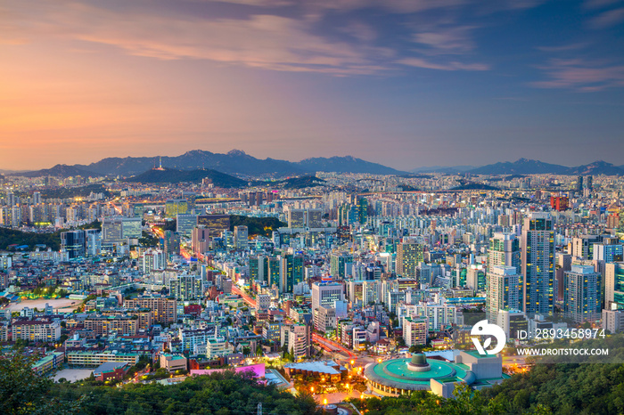 Seoul. Cityscape image of Seoul downtown during summer sunset.