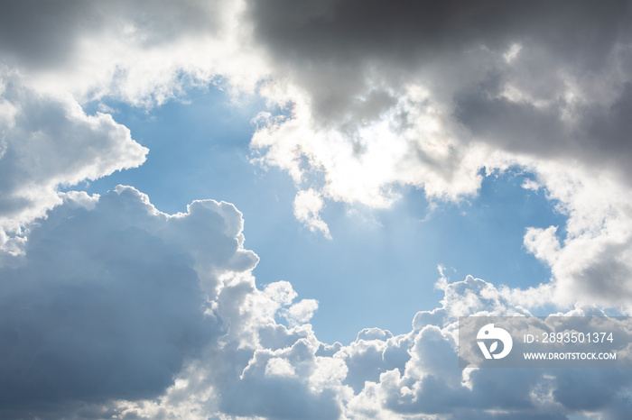 Ciel. Eclaircie entre les nuages sombres