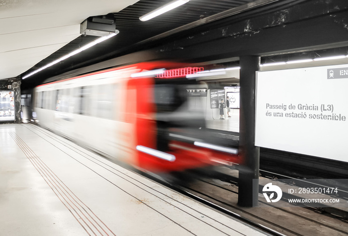 Metro Train in Barcelona, Spain