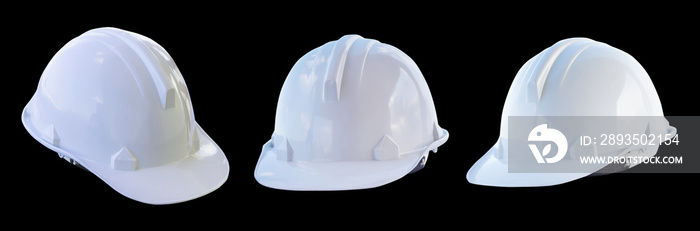 The white safety helmet isolated with black background