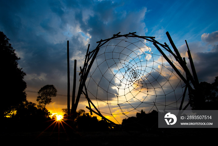 Big dream-catcher at sunset