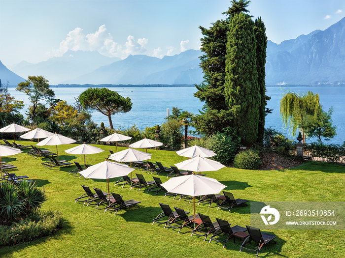 Garden at hotel at Geneva Lake Montreux