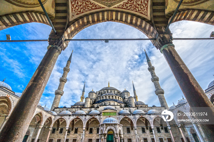 蓝色清真寺，（Sultanahmet Camii），土耳其伊斯坦布尔。