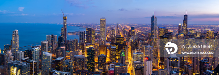 Aerial view of Chicago Skylines South Panorama