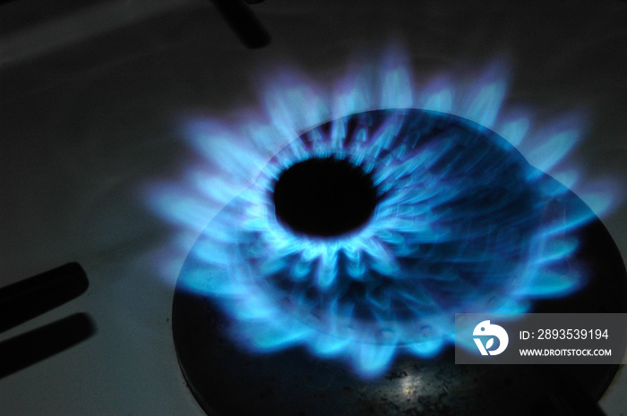 natural gas flame in kitchen