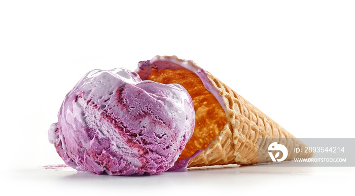 blueberry ice cream and waffle cone