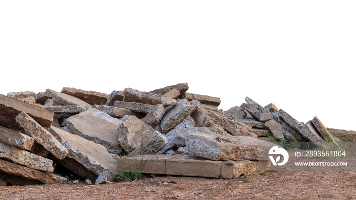 Isolated concrete debris on the ground.