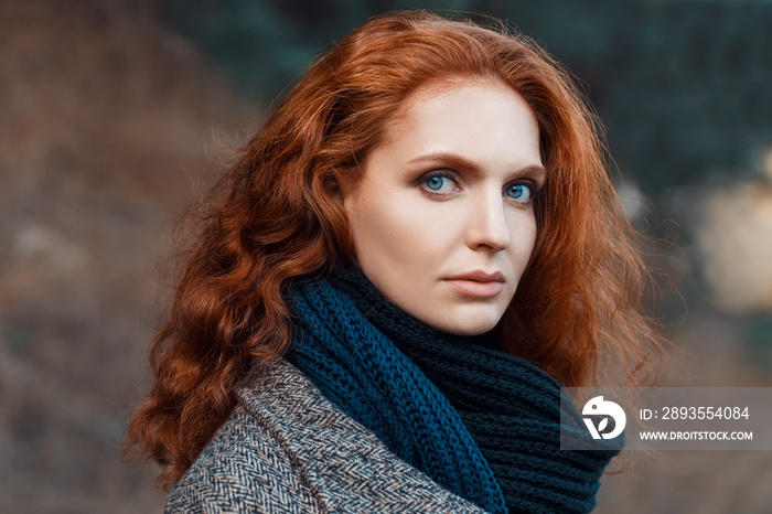 closeup portrait of redhead girl