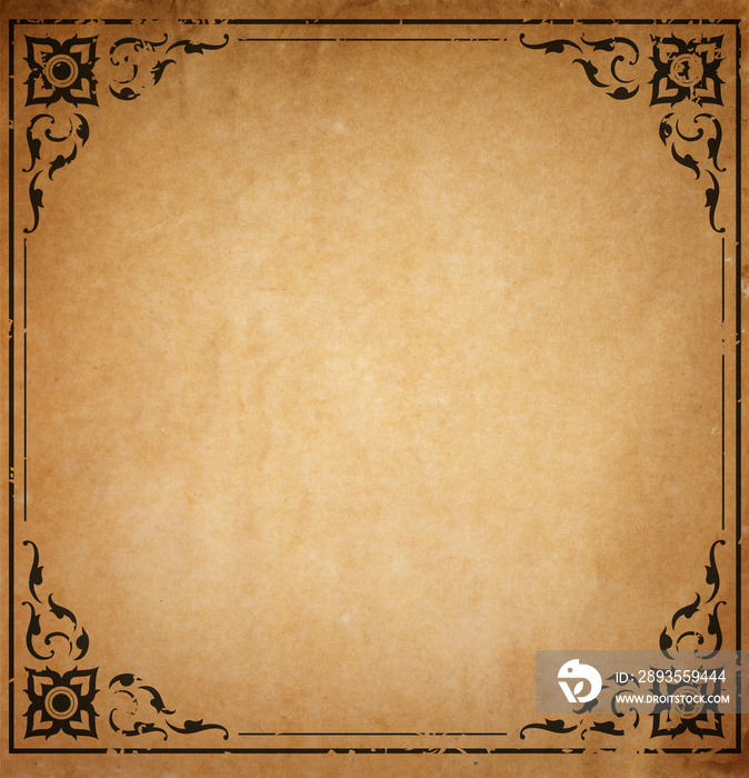 Old paper with patterned vintage frame - blank for your design