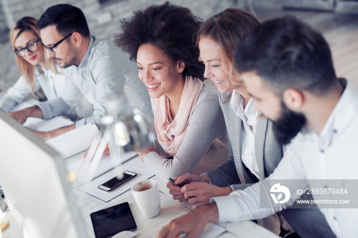 Group of young people in business meeting