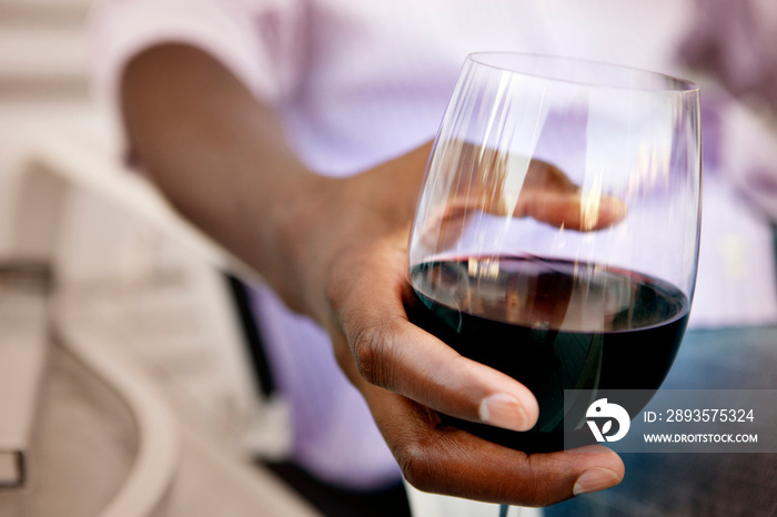 Man relaxing with wineglass