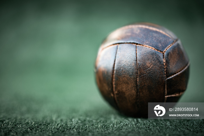 Leather ball worn to play game in the field of herbs