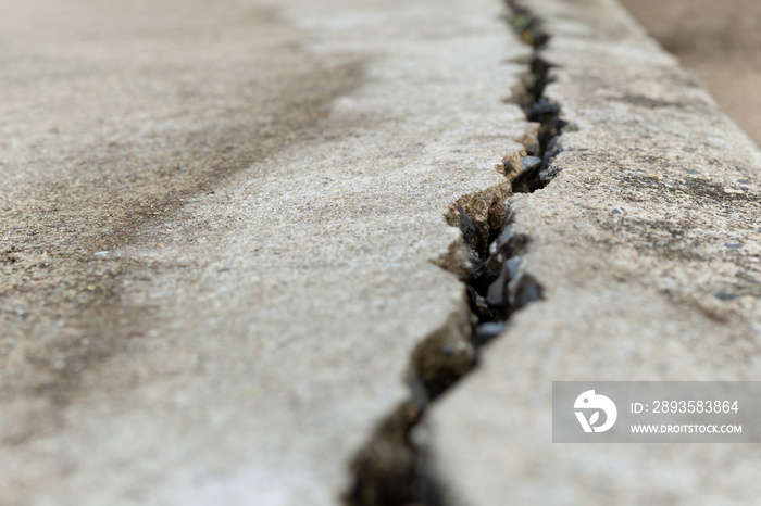 Closeup crack surface concrete floor