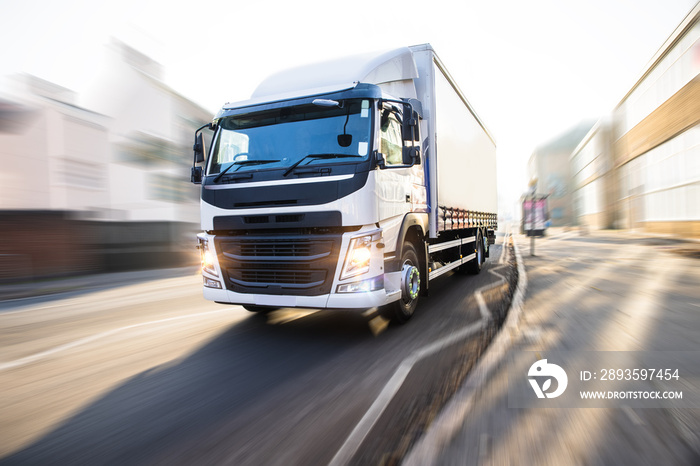 Truck transport in motion driving