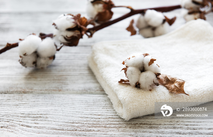 cotton flower and towel