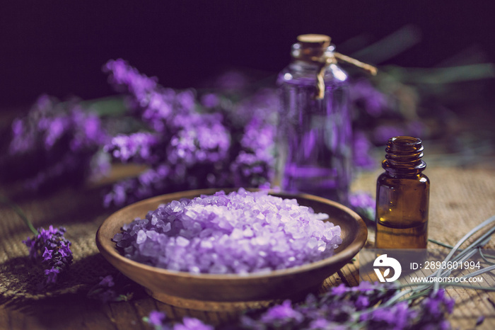 Essential oil and lavender bath salt