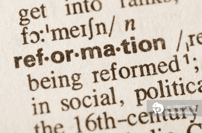 Dictionary definition of word reformation