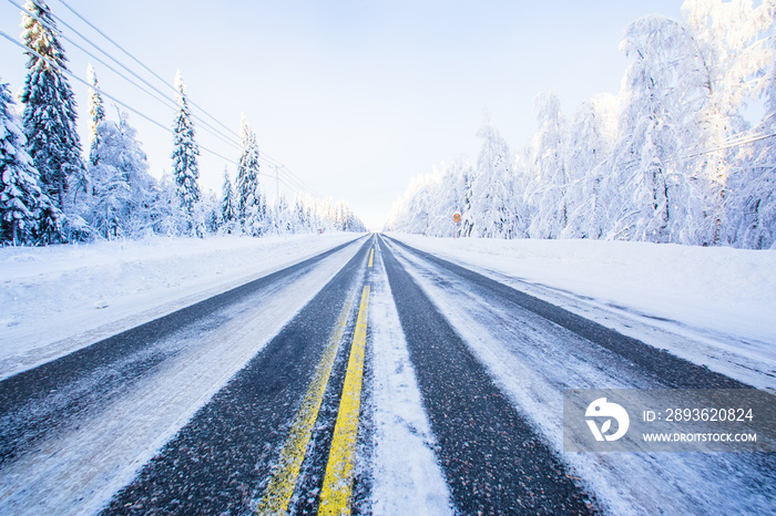 Winter road view from Finland.