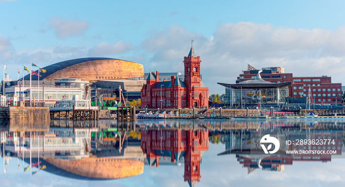 Panoramic view of the Cardiff Bay - Cardiff, Wales