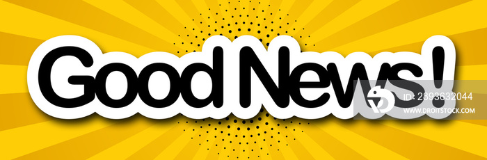 good news label in colored background