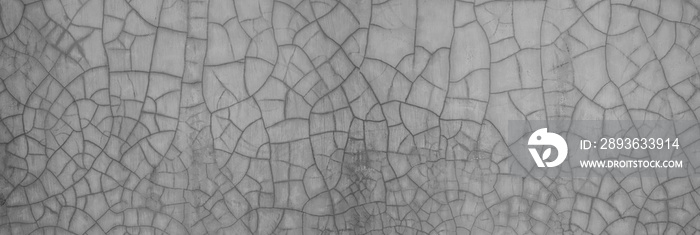 rough wall texture background collection. grey crack cement wall surface in panorama. 3d textured ba