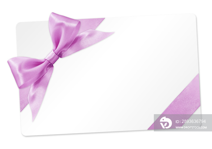 粉色蝴蝶结白色背景隔离礼品卡