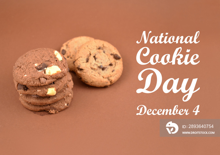 National Cookie Day illustration. Chocolate Cookies images. Cookies on a brown background. Important