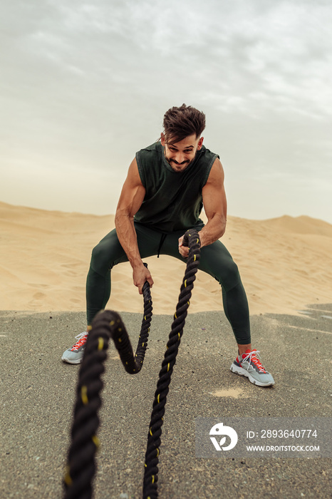 Building muscles with battle ropes