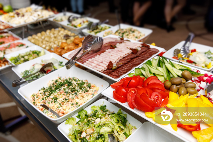 Catering food. Snacks on a banquet table.