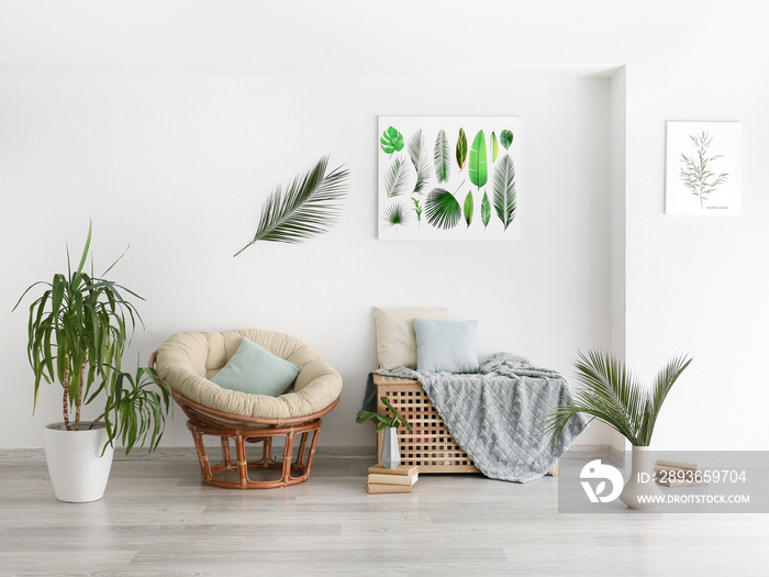 Interior of modern room with houseplants