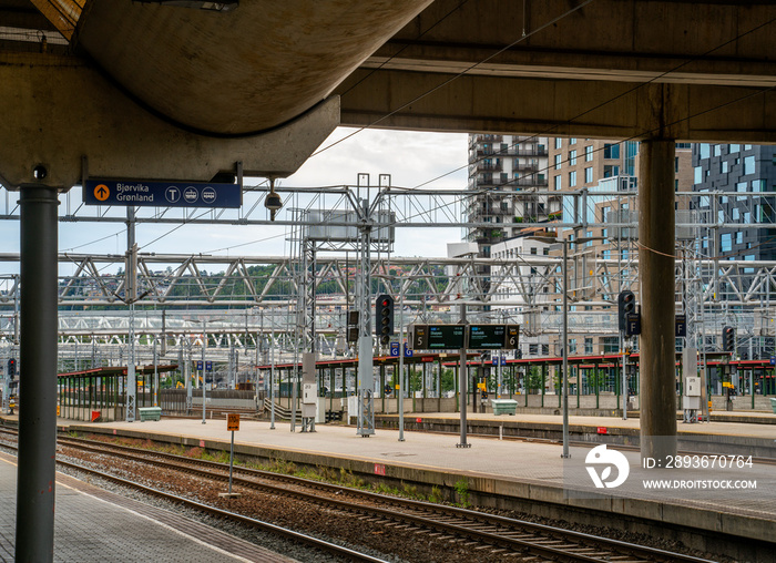 Scene at the railway station in Oslo, Norway 