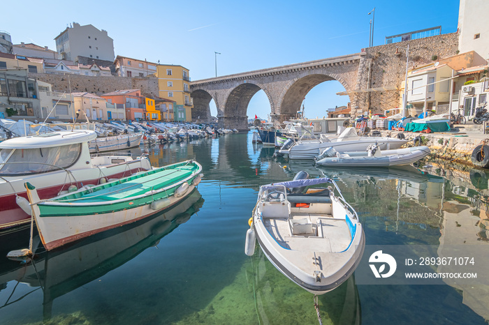  Marseille, France, la corniche. Vue du vallon des Auffes.