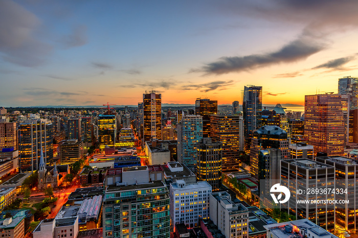 Shoot from above the beautiful twilight in megapolis