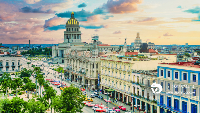 Aerial view of Havana city skyline, Cuba