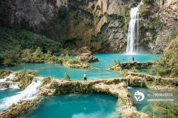 The beautiful El Salto del Meco waterfall, Huasteca Potosina, San Luis Potosi, Mexico