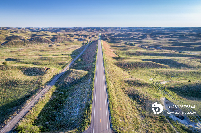 内布拉斯加州Sandhills高速公路-鸟瞰图