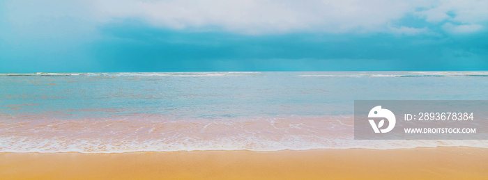 Beach sand and sea coastline. Selective focus.