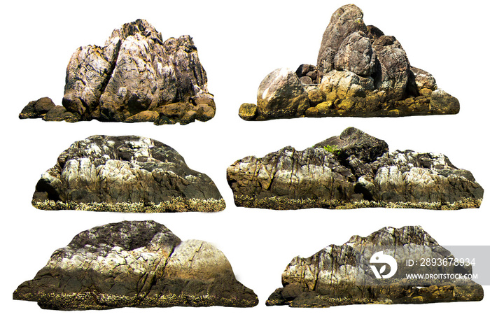 岩石和巨石。白色背景隔离